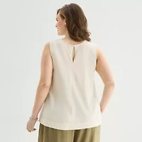 a.n.a Womens Plus Crew Neck Sleeveless Tank Top
