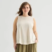 a.n.a Womens Plus Crew Neck Sleeveless Tank Top