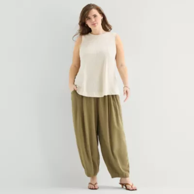 a.n.a Womens Plus Crew Neck Sleeveless Tank Top