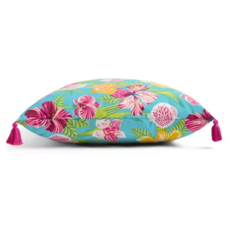 Outdoor Oasis 20"X 20" Orchid Print Square Throw Pillow