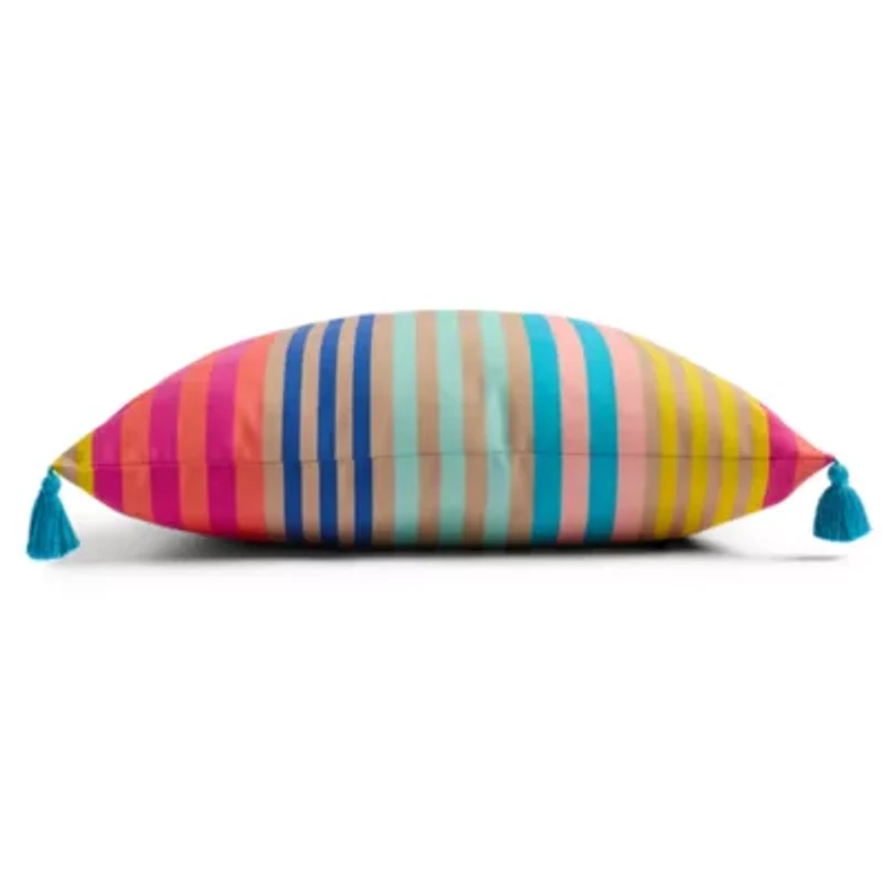 Outdoor Oasis 20"X 20" Stripe Print Square Throw Pillow