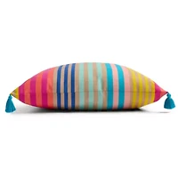 Outdoor Oasis 20"X 20" Stripe Print Square Throw Pillow