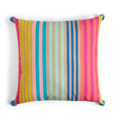 Outdoor Oasis 20"X 20" Stripe Print Square Throw Pillow