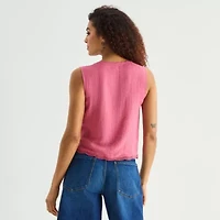 a.n.a Womens V Neck Sleeveless Embroidered Vest