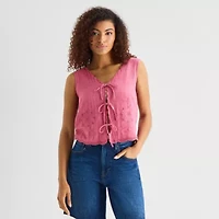 a.n.a Womens V Neck Sleeveless Embroidered Vest