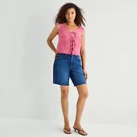 a.n.a Womens V Neck Sleeveless Embroidered Vest
