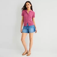 a.n.a Womens Short Sleeve Polo Sweater