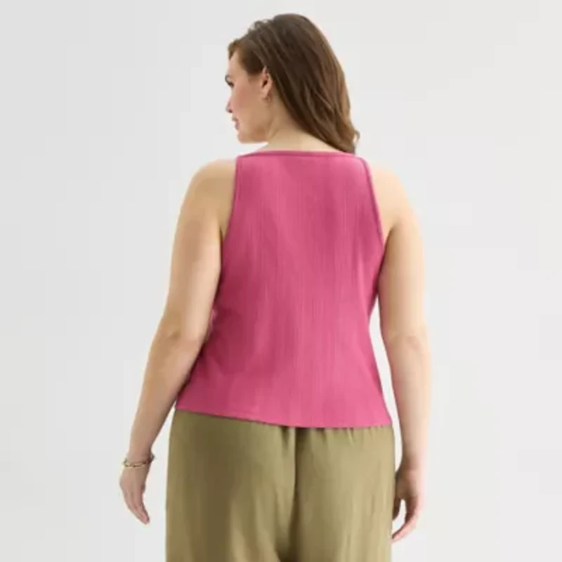 a.n.a Womens Plus Straight Neck Sleeveless Tank Top