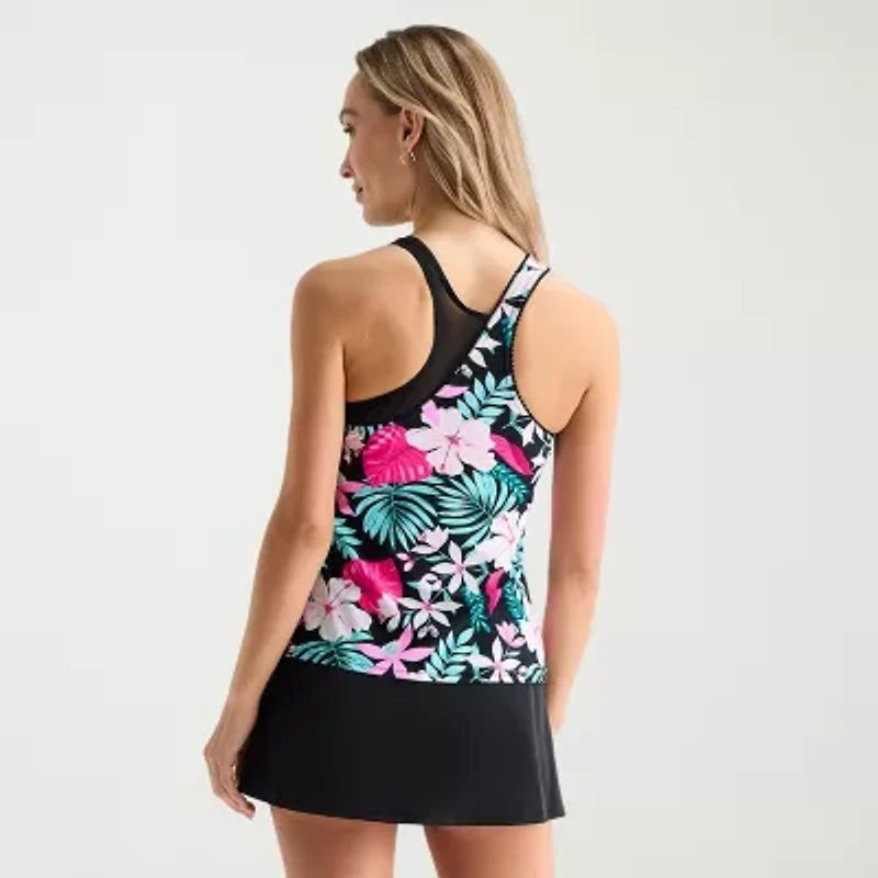 ZeroXposur Womens Built Bra Floral Tankini Swimsuit Top