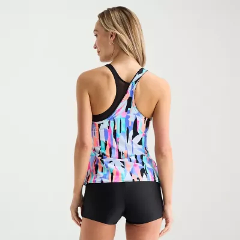 ZeroXposur Womens Built Bra Geometric Tankini Swimsuit Top