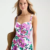 Liz Claiborne Womens Floral Swim Dress