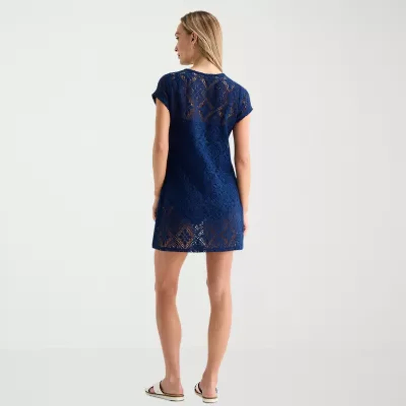 Liz Claiborne Womens Circles Crochet Dress Swimsuit Cover-Up