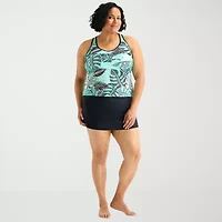 ZeroXposur Womens Built Bra Leaf Plus Tankini Swimsuit Top