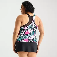 ZeroXposur Womens Built Bra Floral Plus Tankini Swimsuit Top