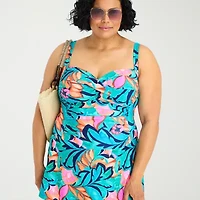 Liz Claiborne Womens Tropical Floral Plus Swim Dress