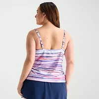 Sonnet Shores Womens Striped Plus Tankini Swimsuit Top