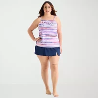 Sonnet Shores Womens Striped Plus Tankini Swimsuit Top