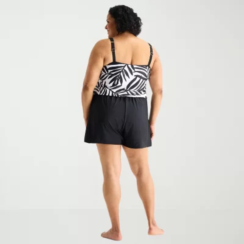 Sonnet Shores Womens Plus Swim Romper