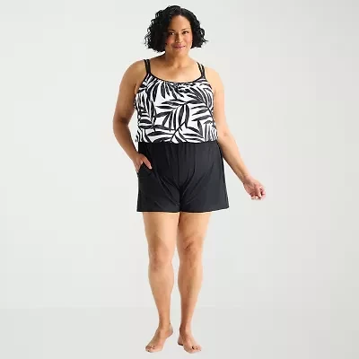 Sonnet Shores Womens Plus Swim Romper