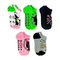 5pk No Snow Wicked Girls Multi-Pack 5 Pair Wicked No Show Socks