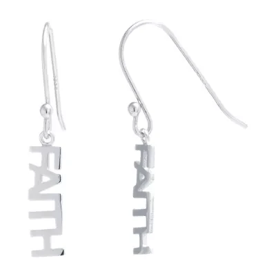 Silver Treasures Faith Womens Sterling Silver Drop Earrings