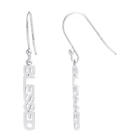 Silver Treasures Blessed Womens Sterling Silver Drop Earrings