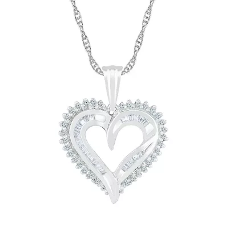 Womens CT. T.W. Natural White Diamond 10K Gold Heart 18 Inch Pendant Necklace