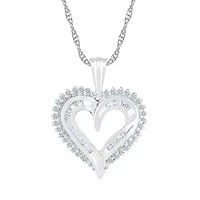 Womens CT. T.W. Natural White Diamond 10K Gold Heart 18 Inch Pendant Necklace