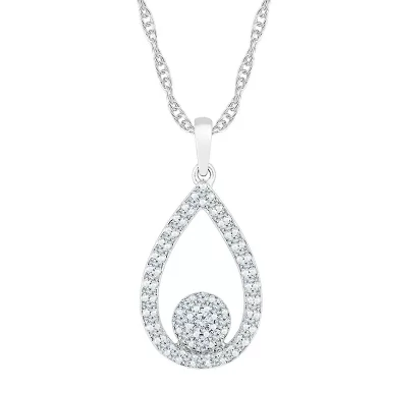Teardrop Womens / CT. T.W. Natural White Diamond 10K White Gold Pear 18 Inch Pendant Necklace