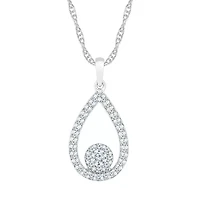 Teardrop Womens / CT. T.W. Natural White Diamond 10K White Gold Pear 18 Inch Pendant Necklace