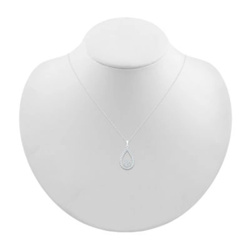 Teardrop Womens / CT. T.W. Natural White Diamond 10K White Gold Pear 18 Inch Pendant Necklace