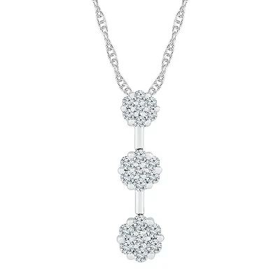 Linear Womens 1/2 CT. T.W. Natural White Diamond 10K White Gold 18 Inch Pendant Necklace
