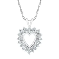 Womens 1/ CT. T.W. Natural White Diamond 10K Gold Heart 18 Inch Pendant Necklace
