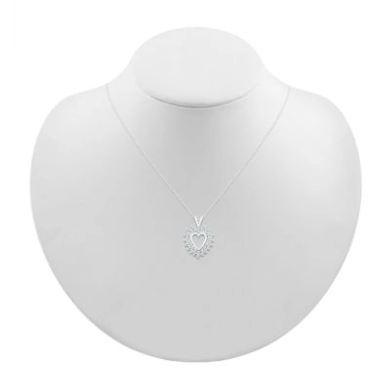Womens 1/ CT. T.W. Natural White Diamond 10K Gold Heart 18 Inch Pendant Necklace