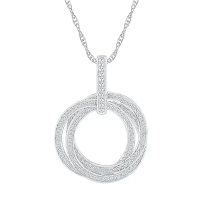 Womens 3/4 CT. T.W. Natural White Diamond 10K Gold Circle 18 Inch Pendant Necklace