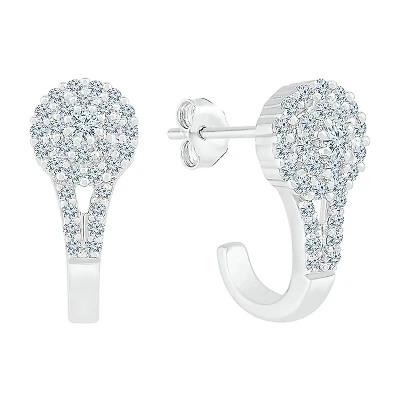 Womens /8 CT. T.W. Natural White Diamond 10K White Gold Drop Earrings