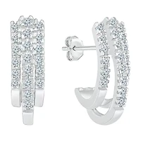 Womens 1/2 CT. T.W. Natural White Diamond 10K White Gold 18.6mm Hoop Earrings