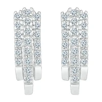 Womens 1/2 CT. T.W. Natural White Diamond 10K White Gold 18.6mm Hoop Earrings