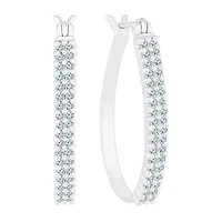 Womens 1/ CT. T.W. Natural White Diamond 10K White Gold 23.3mm Hoop Earrings