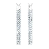 Womens 1/ CT. T.W. Natural White Diamond 10K White Gold 23.3mm Hoop Earrings