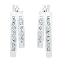 Womens 1/2 CT. T.W. Natural White Diamond 10K White Gold 18.9mm Hoop Earrings