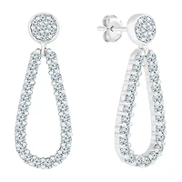 Womens 3/ CT. T.W. Natural White Diamond 10K White Gold Drop Earrings