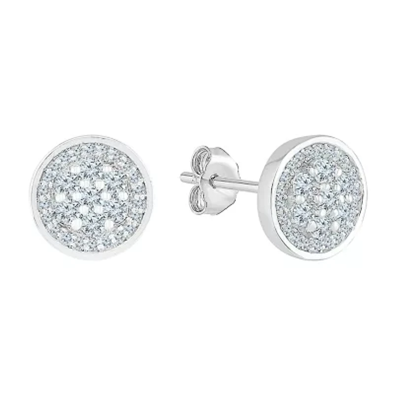 3/8 CT. T.W. Natural White Diamond 10K White Gold 8.2mm Stud Earrings