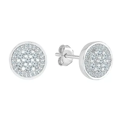 3/8 CT. T.W. Natural White Diamond 10K White Gold 8.2mm Stud Earrings