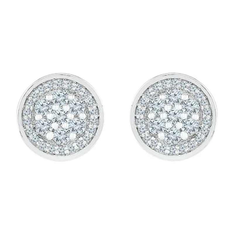 3/8 CT. T.W. Natural White Diamond 10K White Gold 8.2mm Stud Earrings