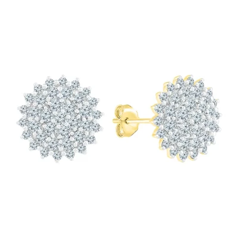 1 1/4 CT. T.W. Natural White Diamond 10K Gold 12mm Stud Earrings