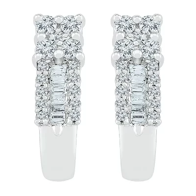 Womens 3/8 CT. T.W. Natural White Diamond 10K White Gold Drop Earrings