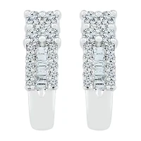 Womens 3/8 CT. T.W. Natural White Diamond 10K White Gold Drop Earrings