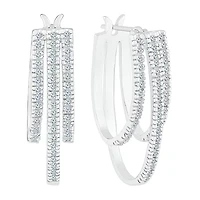 Womens 1/2 CT. T.W. Natural White Diamond 10K White Gold 24.5mm Hoop Earrings