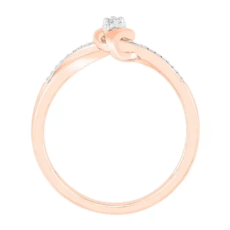 Womens Diamond Accent Natural White 10K Rose Gold Cocktail Ring